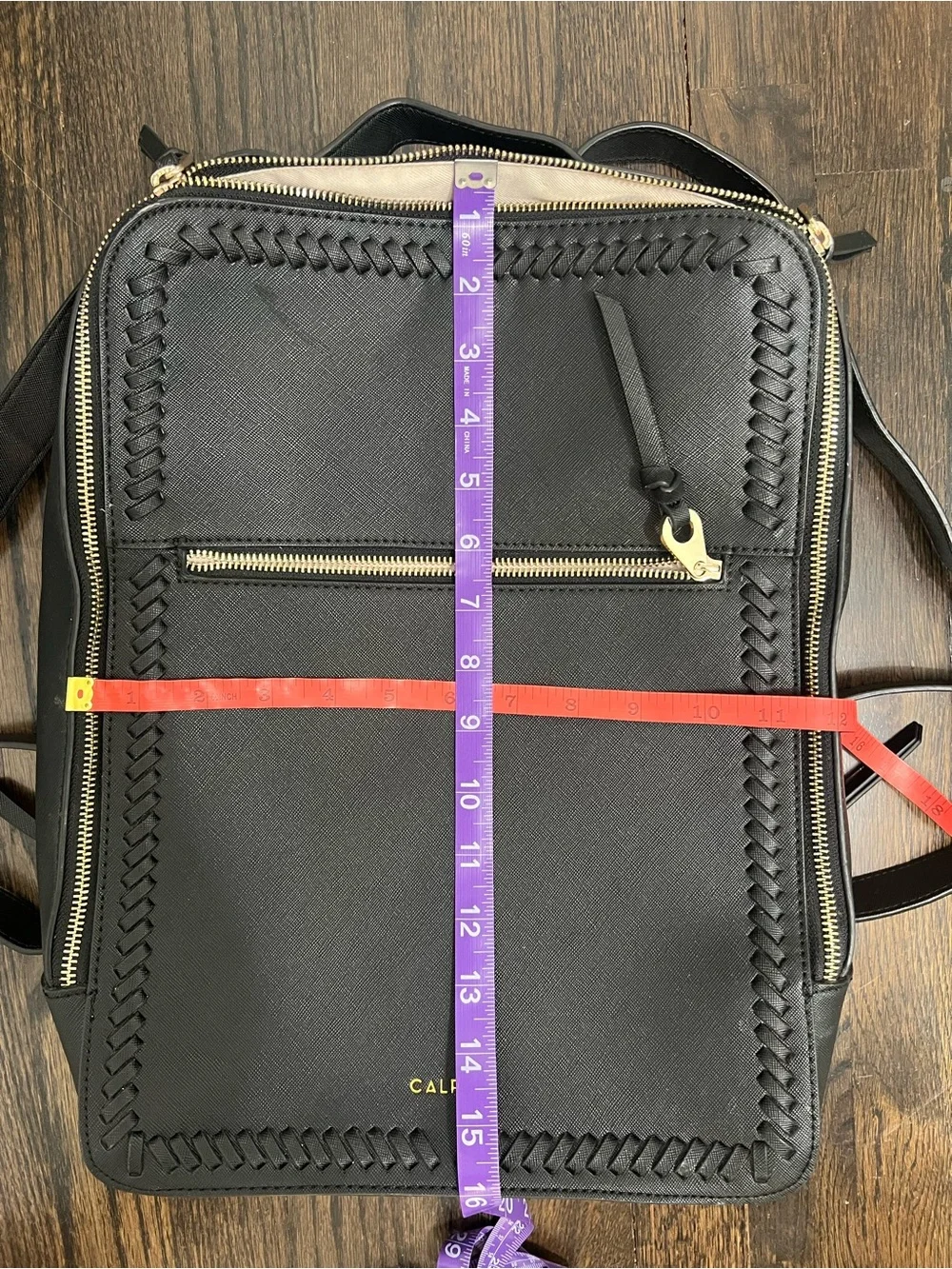 CALPAK Kaya Laptop Backpack Black Faux Leather Whipstitch Bag